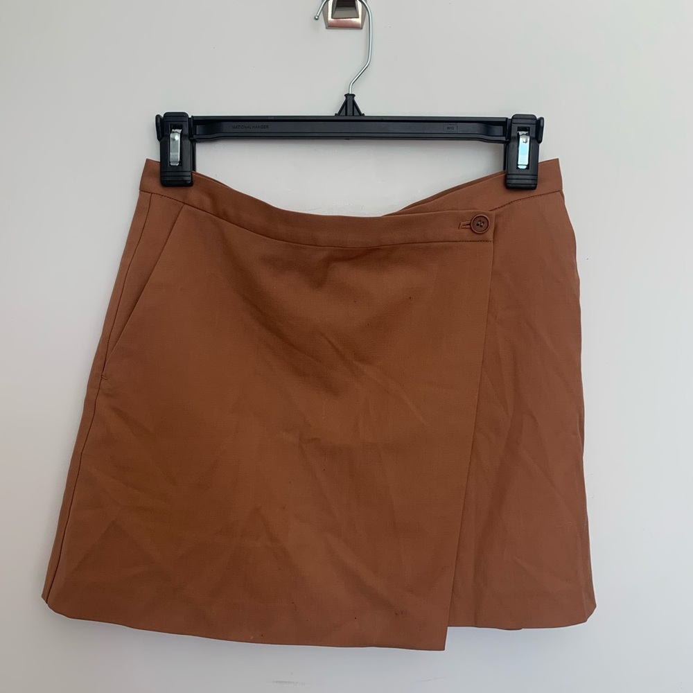 THEORY NUDE WRAP MINI SKIRT